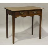 A George III mahogany side table, fitted with two frieze drawers, on block legs, height 71cm,