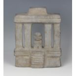 A pre-Columbian Mezcala style carved grey hardstone model of a temple, probably 700-300 BC, modelled