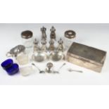 A George V silver backed six-piece dressing table set, each with engine turned decoration,