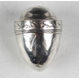 A George III silver nutmeg grater of stylized acorn form, the interior fitted with a steel grate,