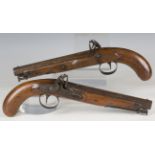 A pair of early 19th century flintlock officer's pistols by Henry Nock, London, with sighted