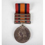 A Queen's South Africa Medal with three bars, 'Cape Colony', 'Orange Free State' and 'South Africa