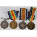Two 1914-18 British War Medals and two 1914-19 Victory Medals to 'J.50865 H.Hills. A.B. R.N.' and '