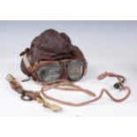 A Second World War period later pattern C-type flying helmet with Mk II throat microphone and