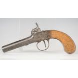 An early 19th century percussion pocket pistol by Cook, Bath, with turn-off barrel, barrel length