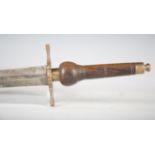 A late 17th century plug bayonet, probably Continental, with double-edged fullered blade, blade