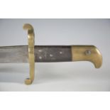 An 1855 pattern Lancaster sword bayonet with quill-back blade, blade length 60cm, marked with