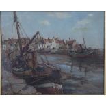 Arthur Macdonald - Low Tide at Pittenweem Harbour, Fife, Scotland, early 20th century oil on