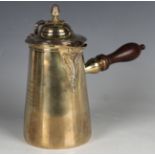 An early 20th century French silver gilt chocolate pot, the domed hinged lid with pine cone and leaf