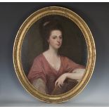 George Romney - Half Length Portrait of Lady Laetitia Beauchamp-Proctor née Johnson, oval oil on