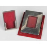 An Edwardian silver mounted red leather desk notepad holder and photograph frame, London 1903 by G.