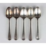 A set of five George III silver bright-cut Old English pattern tablespoons, London 1779 by George