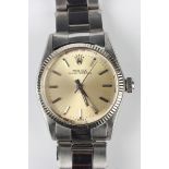 A Rolex Oyster Perpetual mid-size stainless steel cased bracelet wristwatch, Ref. 6551, circa