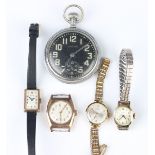 A 9ct gold tonneau cased wristwatch, London 1936, case width 2.5cm, and an Envoy 9ct gold