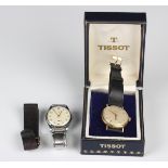 A Tissot Seastar gilt metal fronted and steel backed gentleman's wristwatch, the signed silvered