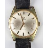 An Omega gilt metal fronted and steel backed gentleman's wristwatch, circa 1970, the signed jewelled