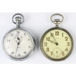 An Albion nickel cased MoD issue keyless wind open-faced gentleman's pocket watch, the jewelled