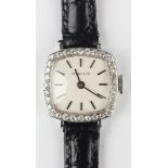 A Tiffany & Co platinum and diamond set lady's dress wristwatch, the jewelled lever movement