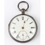 A silver cased keywind open-faced gentleman's pocket watch, the unsigned fusee lever movement
