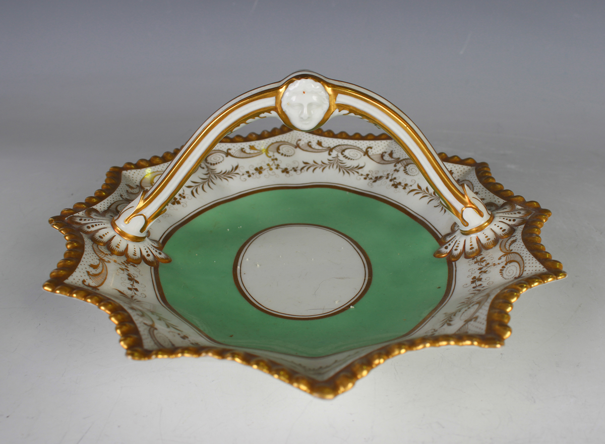 A Ridgway porcelain pierced dessert basket, circa 1810, of rounded rectangular shape with gilt - Image 2 of 4