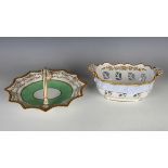 A Ridgway porcelain pierced dessert basket, circa 1810, of rounded rectangular shape with gilt