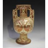 A Persian style Hispano Moresque lustre pottery vase, early 20th century, the globular body