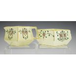 A rare T.G. Green Church Gresley oblique shape Chatsworth pattern milk jug and sugar bowl, circa