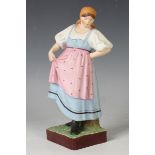A Russian Gardner biscuit porcelain figure, mid to late 19th century, modelled as a dancing