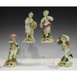 A set of four Derby porcelain French Season figures, late 18th century, modelled after Pierre