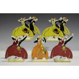 Five Wedgwood Clarice Cliff Collection Jazz Dancer figure groups, black printed factory marks to