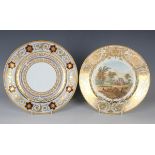 A Derby porcelain plate, circa 1815, painted with a titled landscape view, 'In South Wales',