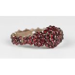 A Bohemian garnet bracelet, second half of the 19th century, the front with a multi-tier circular