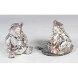 Two Elizabeth II silver paperweights, both designed by F.X. Scappaticci, one modelled as a frog with