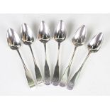 A set of six William IV Scottish provincial silver Fiddle pattern teaspoons, Montrose by Peter