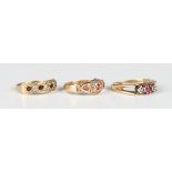 A 15ct gold, ruby and seed pearl cluster ring, first quarter of the 19th century, weight 2.1g,