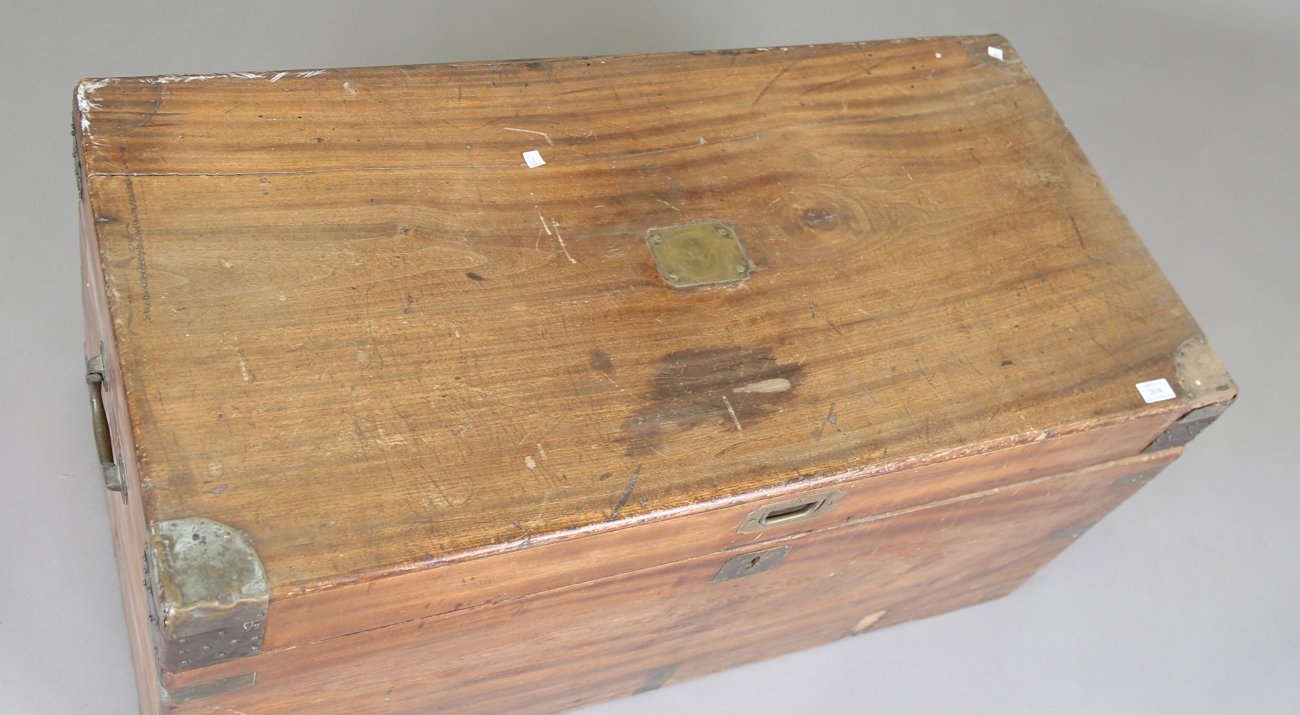 A 20th century camphor and brass bound trunk, height 48cm, width 104cm, depth 51cm (some faults). - Image 12 of 12
