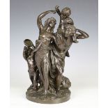 After Claude Michel Clodion - a 19th century Continental brown patinated cast bronze figure group