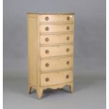An early 20th century painted bowfront chest of six drawers, height 122cm, width 62cm, depth 37cm.