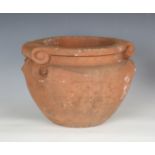 A Compton Pottery terracotta garden 'scroll' pot, thought to be designed by Mary Seton Watts, the