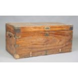 A 20th century camphor and brass bound trunk, height 48cm, width 104cm, depth 51cm (some faults).