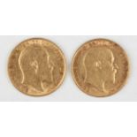 Two Edward VII half-sovereigns, 1907 and 1910.Buyer’s Premium 29.4% (including VAT @ 20%) of the