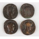 A group of four Roman Empire sestertii, comprising Severus Alexander (193-211 AD), two Gordian