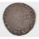 A Charles I shilling Tower Mint, mintmark crown, group D, type 3A, no inner circles and no CR.