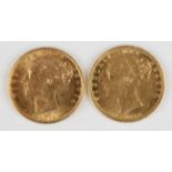 Two Victoria Young Head sovereigns, 1855 and 1871.Buyer’s Premium 29.4% (including VAT @ 20%) of the