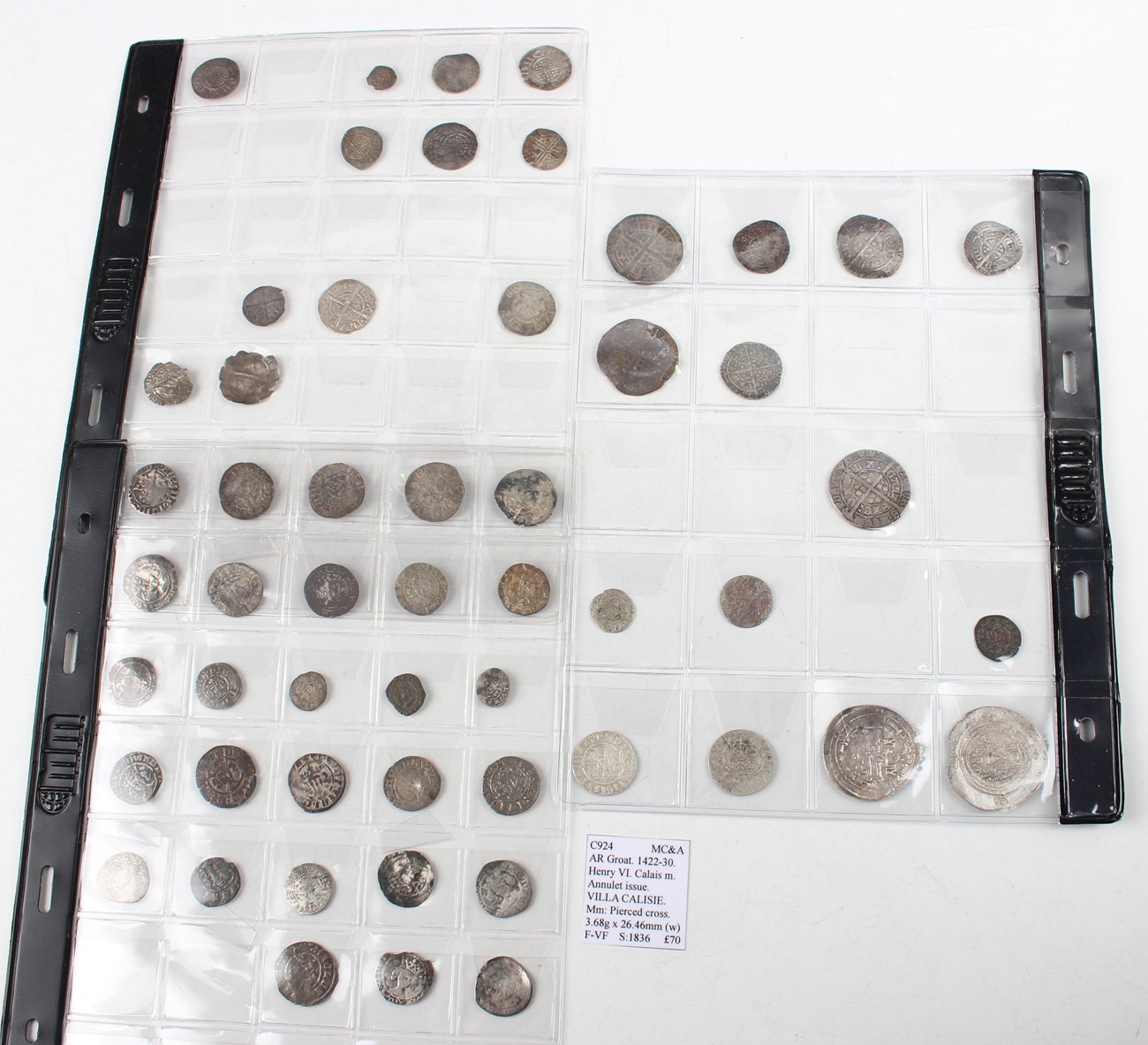 A collection of various early English hammered coinage, including a Henry VI groat Calais Mint,