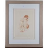 Ruskin Spear - Crouching Male Nude, and Crouching Female Nude with Cat, a pair of 20th century