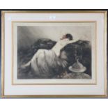 Louis Icart - Smoke/Fumée, colour etching circa 1926, signed in pencil and with artist's blindstamp,