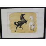René Bouet-Willaumez - Prancing Horses, 20th century lithograph in colours, signed and editioned 2/