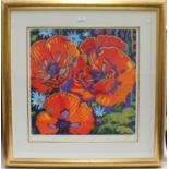 Simon Ball - 'Made for Each Other' (Poppies), mixed media print with etching and gilt, signed,