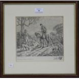 Geoffrey Sparrow - 'Crawley & Horsham Foot Followers' (Fox Hunting Scene), 20th century etching,